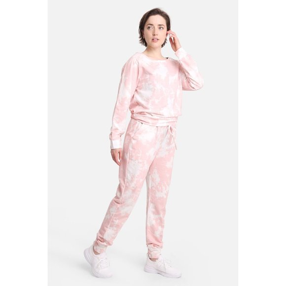 COPY - WOMENS PINK/WHITE TIE-DYE  OFF-THE-SHOULDER SWEATER - NWT - SZ:S/M, L/XL - Picture 10 of 13